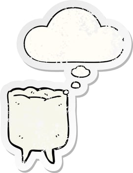 cartoon tooth and thought bubble as a distressed worn sticker vector