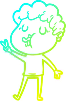 cold gradient line drawing cartoon man singing vector