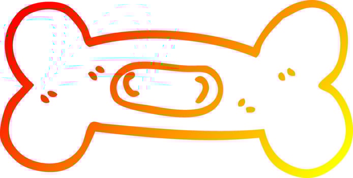 warm gradient line drawing cartoon pet bone vector