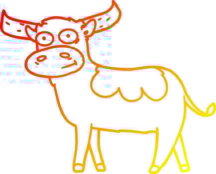 warm gradient line drawing cartoon bull vector