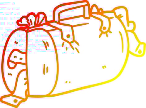 warm gradient line drawing cartoon luggage vector