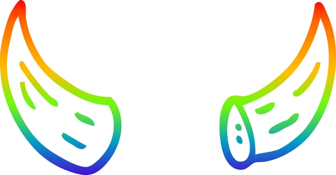 rainbow gradient line drawing cartoon horns vector