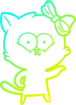 cold gradient line drawing cartoon cat vector