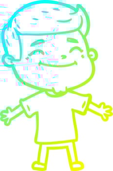 cold gradient line drawing happy cartoon man with open arms vector