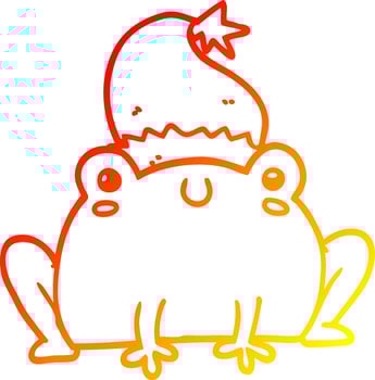 warm gradient line drawing cute cartoon christmas frog vector