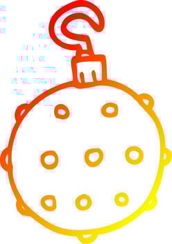 warm gradient line drawing cartoon golden xmas bauble vector