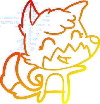 warm gradient line drawing happy cartoon fox vector