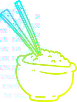 cold gradient line drawing cartoon tasty bowl of rice vector