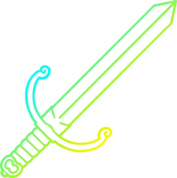 cold gradient line drawing cartoon sword vector