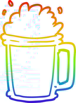 rainbow gradient line drawing pint of ale vector