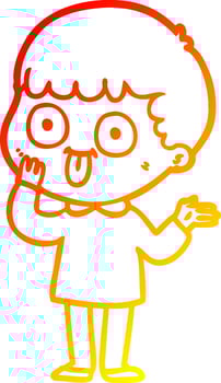 warm gradient line drawing cartoon man staring vector