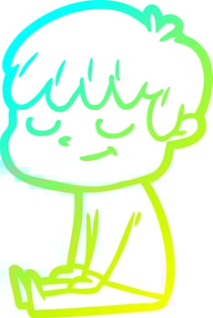 cold gradient line drawing cartoon happy boy vector