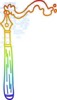 rainbow gradient line drawing cartoon fountain pen vector