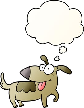 cartoon happy dog and thought bubble in smooth gradient style vector