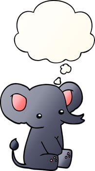 cartoon elephant and thought bubble in smooth gradient style vector