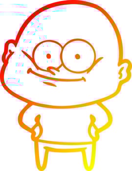 warm gradient line drawing cartoon bald man staring vector