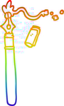 rainbow gradient line drawing cartoon fountain pen vector
