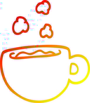 warm gradient line drawing cartoon coffee cup vector