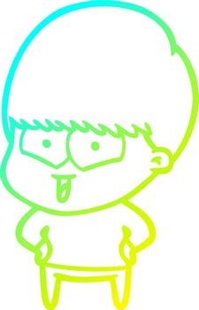 cold gradient line drawing cartoon happy boy vector