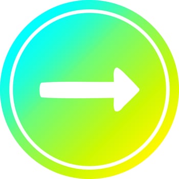 pointing arrow circular in cold gradient spectrum vector