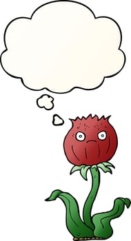 cartoon thistle and thought bubble in smooth gradient style vector