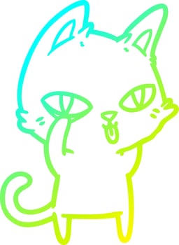 cold gradient line drawing cartoon cat staring vector