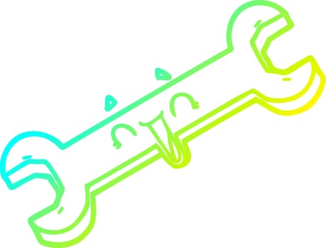 cold gradient line drawing cartoon laughing spanner vector