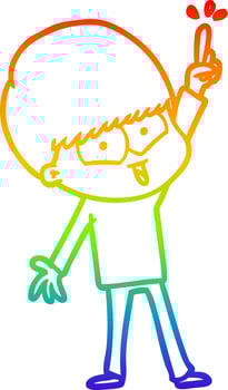 rainbow gradient line drawing cartoon happy boy vector