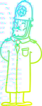 cold gradient line drawing cartoon policeman vector