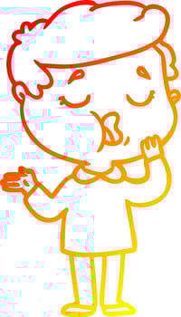 warm gradient line drawing cartoon man talking vector