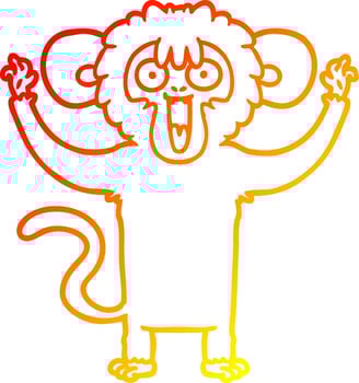 warm gradient line drawing caroton monkey vector