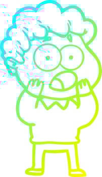 cold gradient line drawing cartoon man gasping in surprise vector