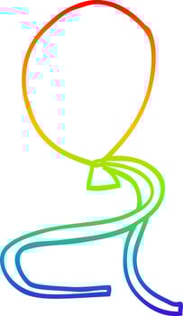 rainbow gradient line drawing cartoon red balloon vector
