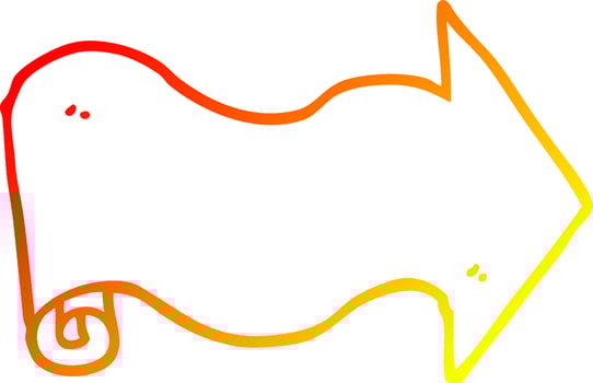 warm gradient line drawing cartoon arrow vector