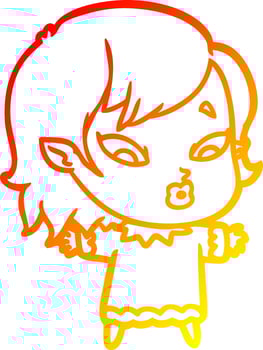 warm gradient line drawing cute cartoon vampire girl vector