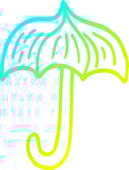 cold gradient line drawing cartoon umbrella tattoo symbol vector