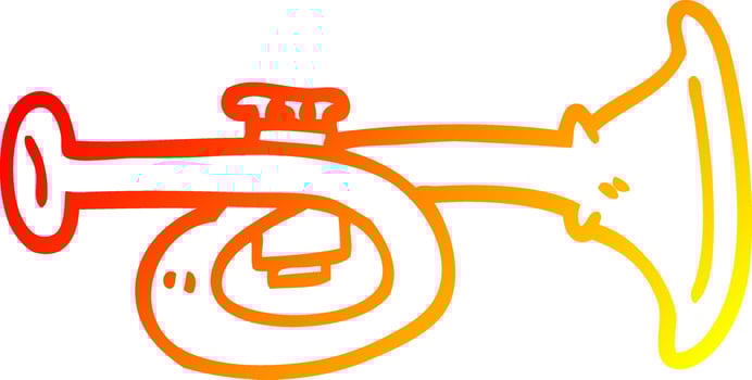 warm gradient line drawing cartoon brass horn vector