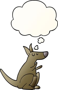 cartoon kangaroo and thought bubble in smooth gradient style vector
