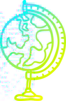 cold gradient line drawing cartoon world globe vector