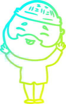cold gradient line drawing cartoon happy bearded man vector