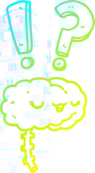 cold gradient line drawing cartoon curious brain vector