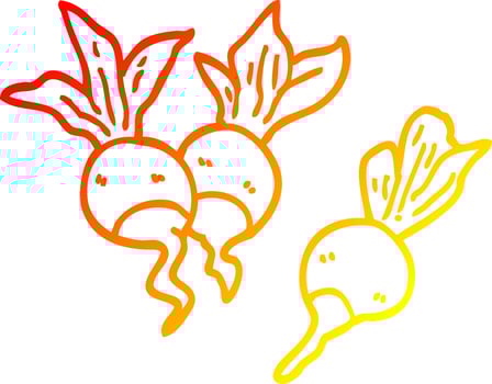 warm gradient line drawing cartoon healthy radish vector