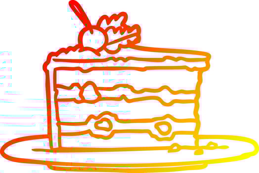 warm gradient line drawing tasty dessert cake vector