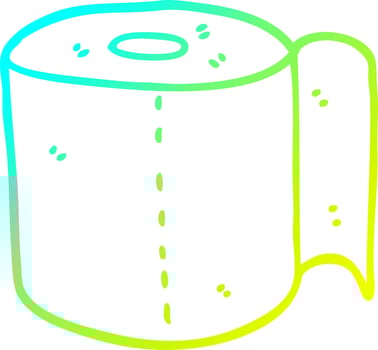 cold gradient line drawing cartoon toilet roll vector