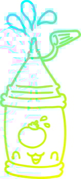 cold gradient line drawing cartoon ketchup bottle vector