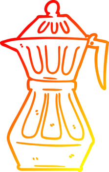 warm gradient line drawing cartoon espresso pot vector