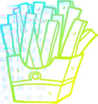 cold gradient line drawing cartoon fries vector