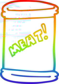 rainbow gradient line drawing cartoon can of meat vector