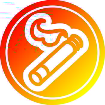 lit cigarette circular in hot gradient spectrum vector