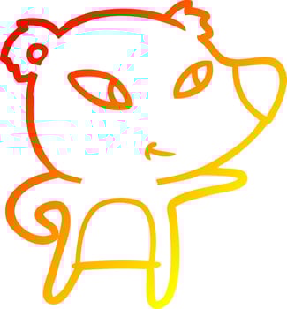 warm gradient line drawing cute cartoon bear vector